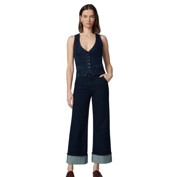 Joe's Jeans Denim - Joe's Jeans The Trixie Dont Worry Wide Leg Crop Cuff Indigo Blue Denim Jeans 29